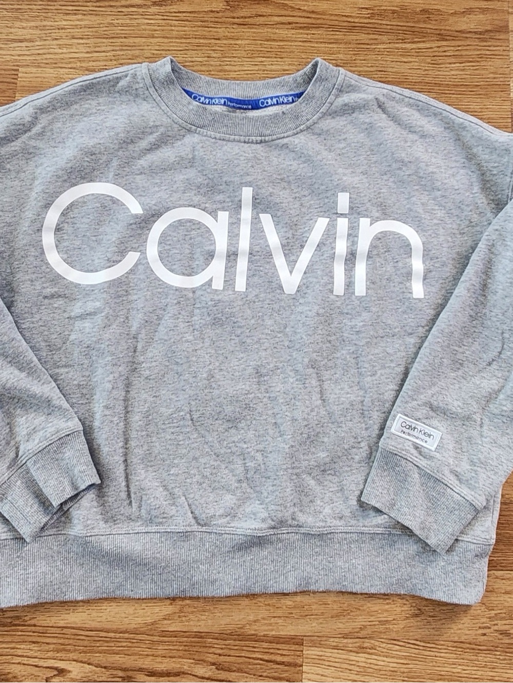 Calvin Klein Light Gray Crewneck Sweatshirt with White Logo